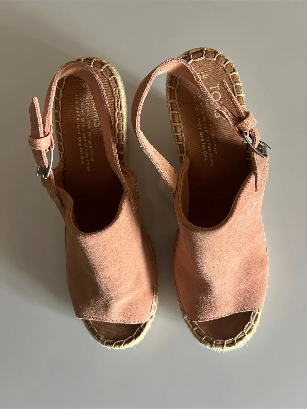 Toms Pink Suede Espadrille Wedge Sandals Size: W8
